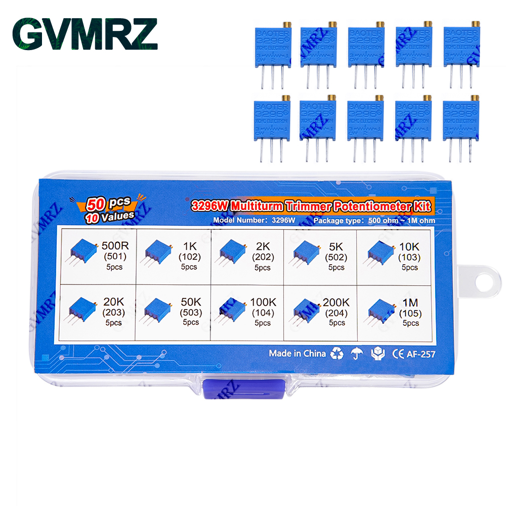 Diy Box Electronics Mall - 50PCS 10Values 3296W Multiturn Trimmer Potentiometer