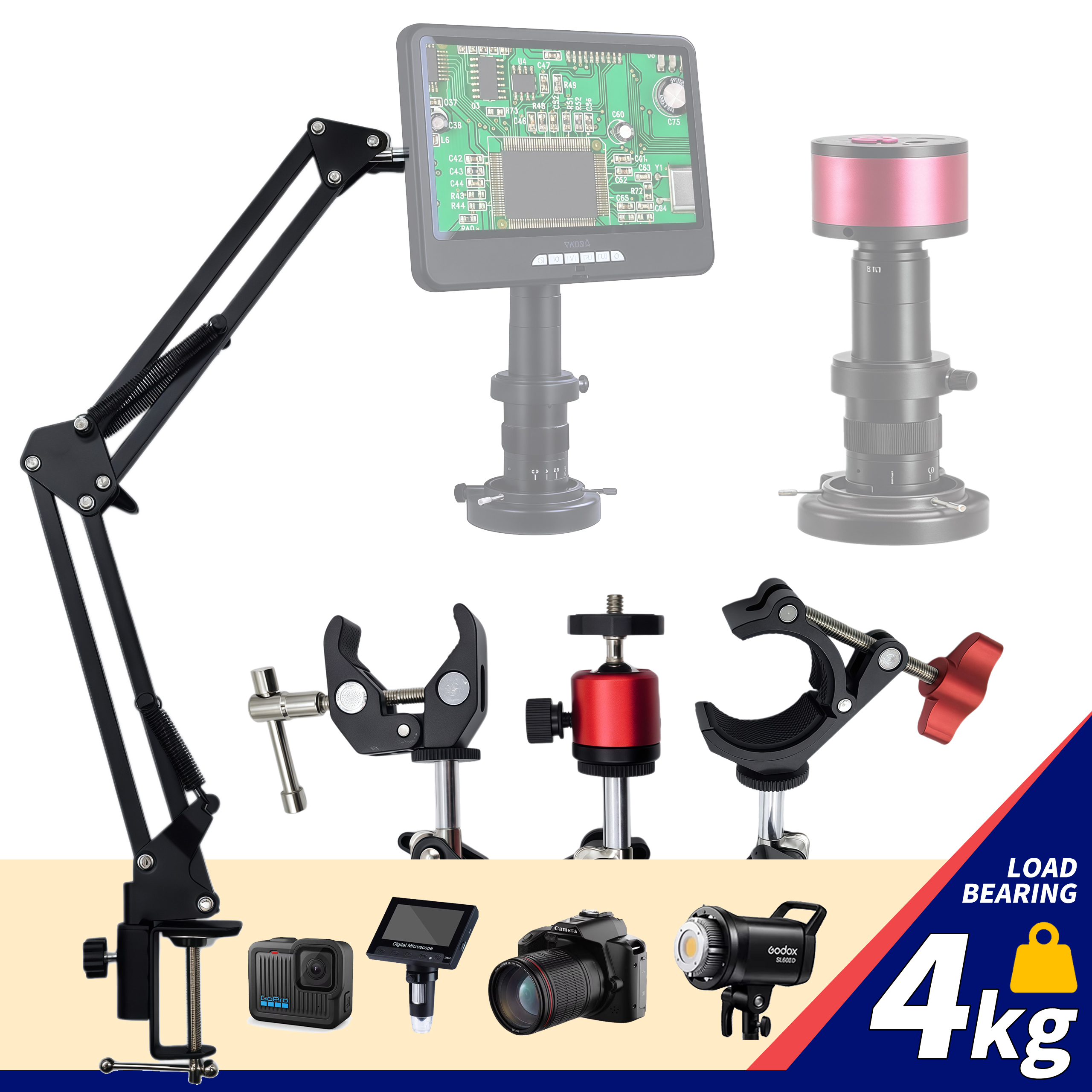 Adjustable Microscope Stand 4k - Diy Electronics Microscope のレビューと価格