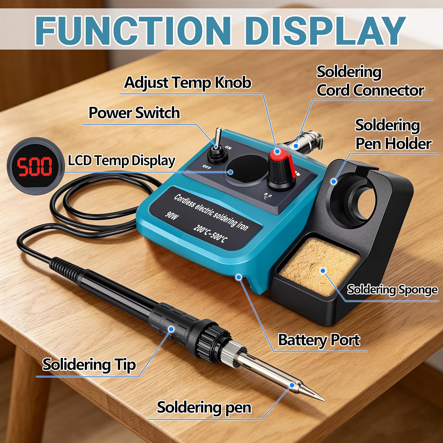 90W LED Digital Cordless Solde - Diy Electronics Storage のレビューと価格